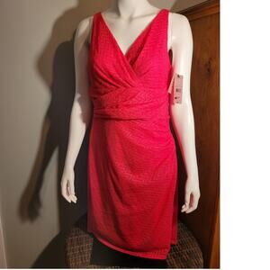 NWT American Living Fuchsia Pink Eyelet Lace Dress Womens 12 Sleeveless Modest